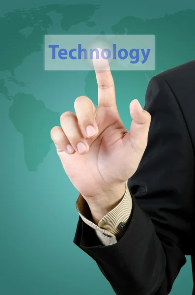 Businessman hand touching technology button — Stock Photo, Image