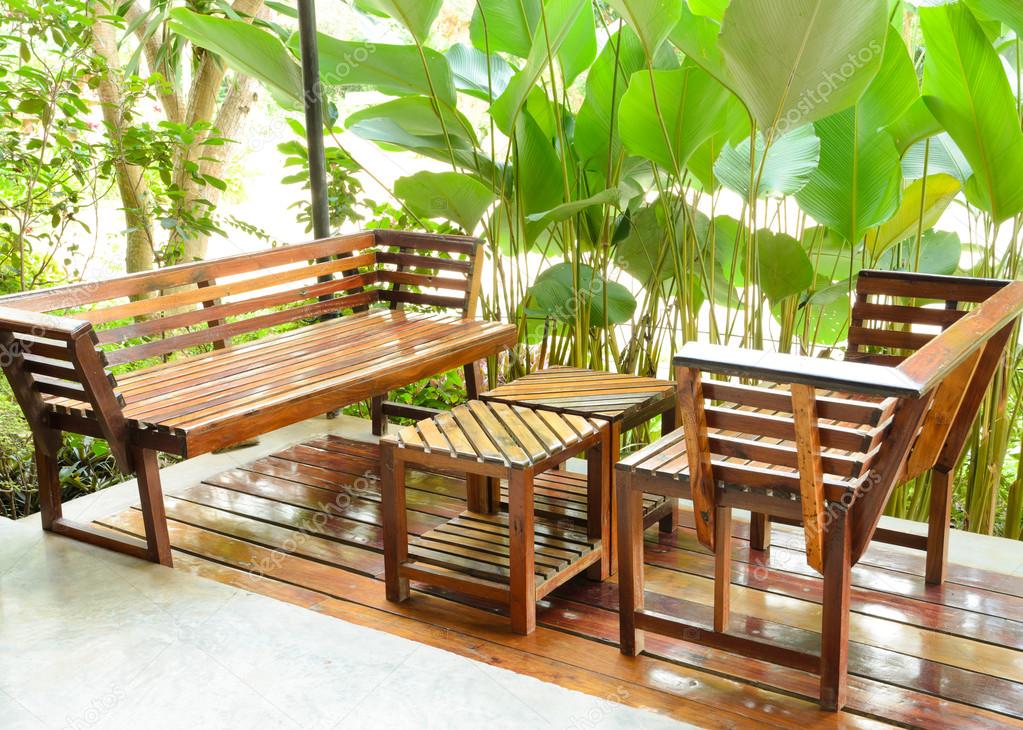 dining table and chair in the garden