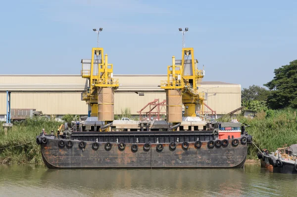 Ship and port with loading sacks rice. — Stock Photo, Image