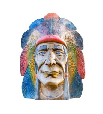 indian head carving wood clipart