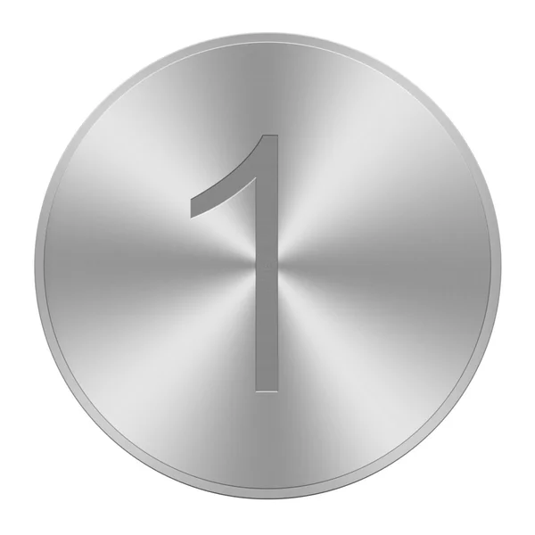 1 on aluminium button — Stock Photo, Image