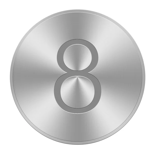 8 no botão de alumínio — Fotografia de Stock