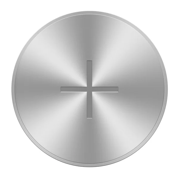 Math symbol on aluminium button — Stock Photo, Image