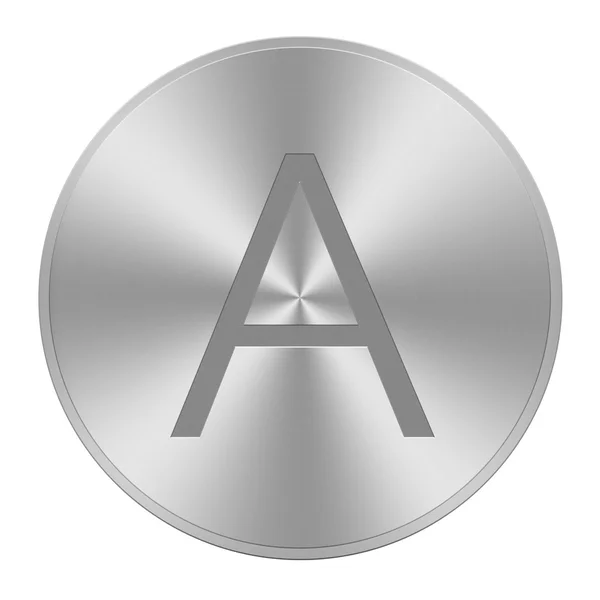 Letter A on aluminium button — Stock Photo, Image
