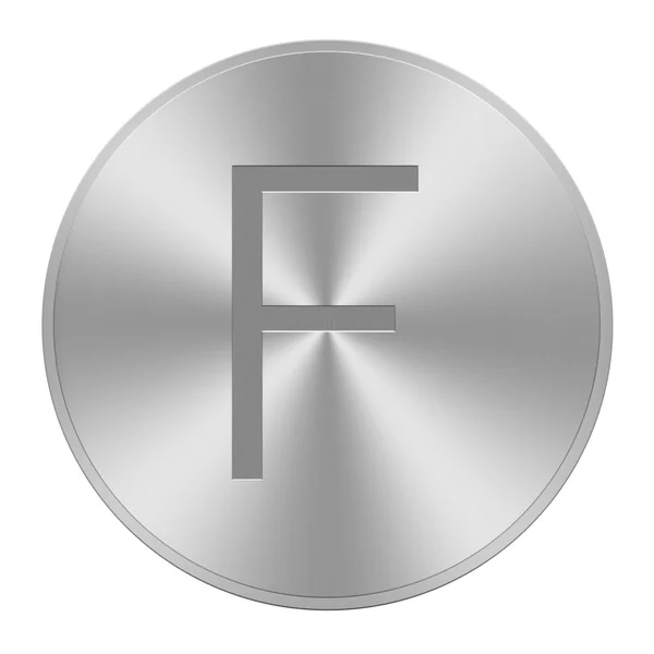 Letter F on aluminium button — Stock Photo, Image
