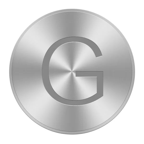 Bokstaven g på aluminium-knappen — Stockfoto