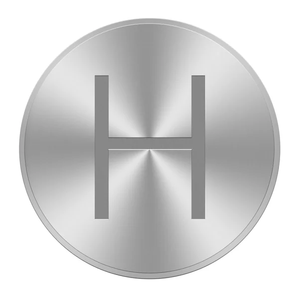 Bokstaven h på aluminium-knappen — Stockfoto