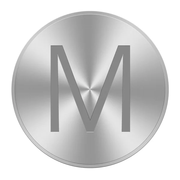 Γράμμα m στο κουμπί αλουμινίου — Φωτογραφία Αρχείου