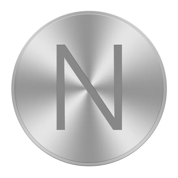 Letter N on aluminium button — Stock Photo, Image