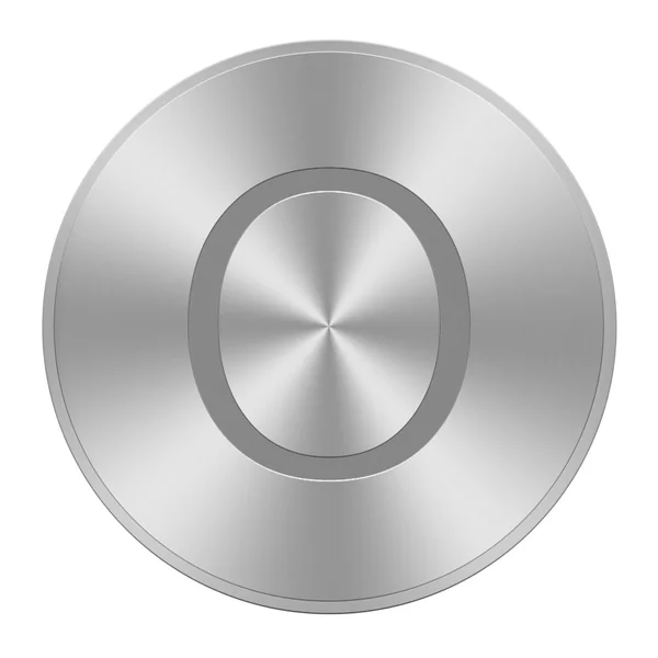 Letter O on aluminium button — Stock Photo, Image