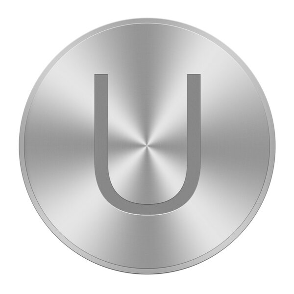 Letter U on aluminium button