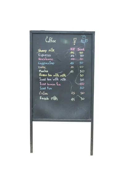 Kreslicí kávy cena na tabuli — Stock fotografie