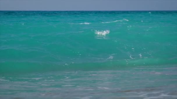 Praia de seixos de mar azul bonita. Foco seletivo. — Vídeo de Stock
