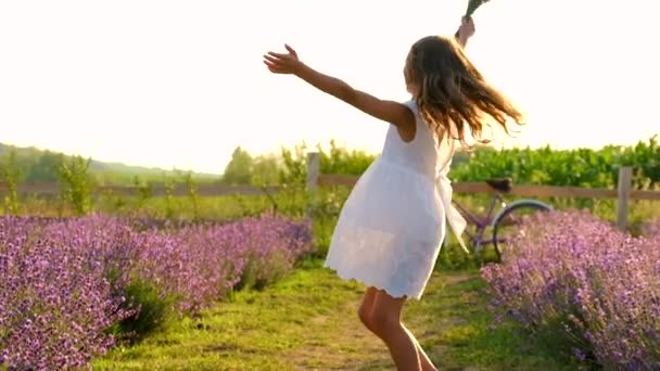 Un niño en un campo de lavanda. Enfoque selectivo. — Vídeos de Stock