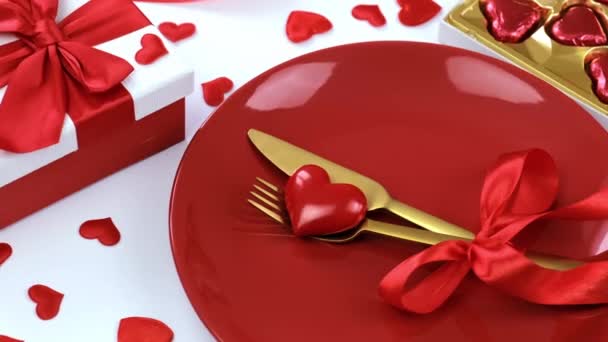 Cena de cubiertos para el día de San Valentín. Enfoque selectivo. — Vídeos de Stock