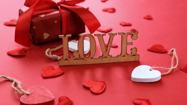 Bellissimo sfondo con i cuori per San Valentino. Focus selettivo. — Video Stock