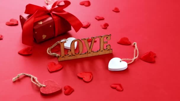 Bellissimo sfondo con i cuori per San Valentino. Focus selettivo. — Video Stock