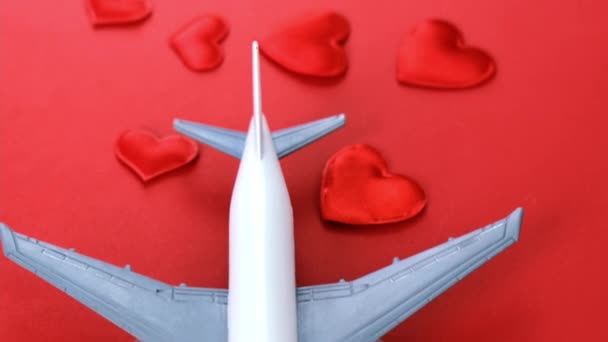 Sfondo con aereo durante il giorno di San Valentino. Focus selettivo. — Video Stock