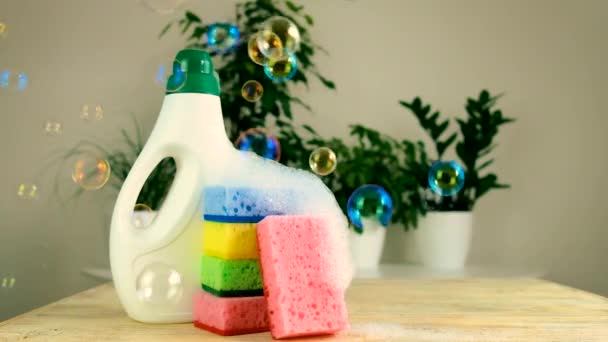 Eco detergent and cleaner. Selective focus. — Stock Video