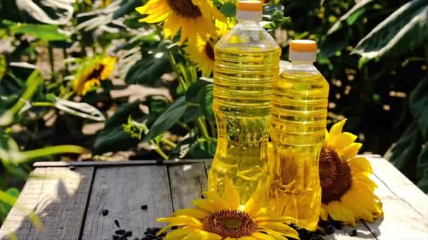 Sonnenblumenöl Auf Dem Feld Selektiver Fokus Natur — Stockvideo