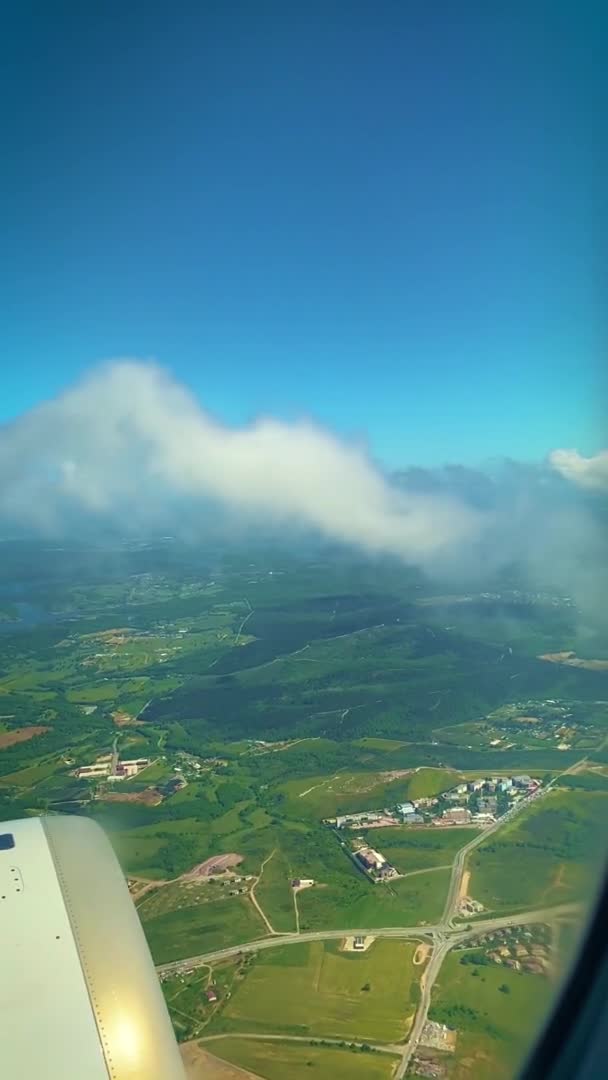 Літак Знімає Вигляд Вікна Вибірковий Фокус Природа — стокове відео