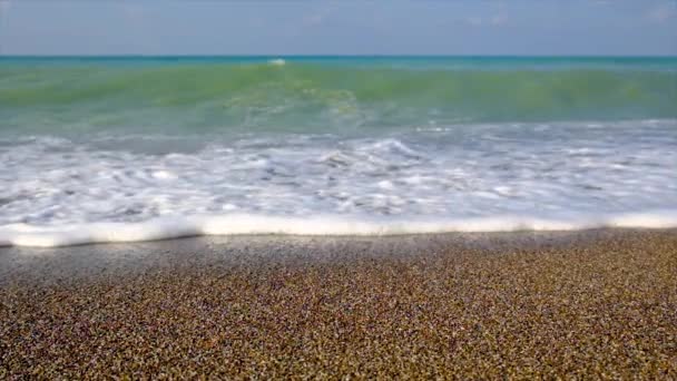 Όμορφη Παραλία Βότσαλα Επιλεκτική Εστίαση Φύση — Αρχείο Βίντεο