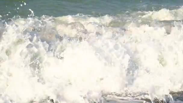 Praia Seixos Mar Azul Bonita Foco Seletivo Natureza — Vídeo de Stock