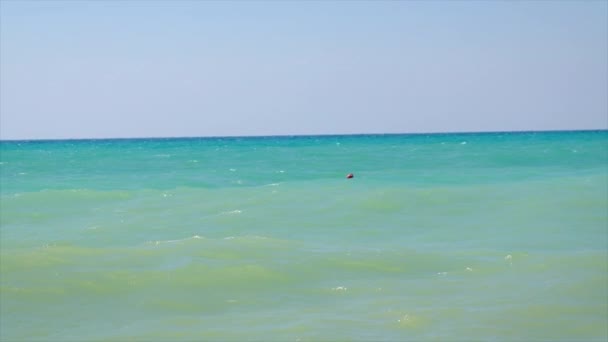 美しい青い海の小石のビーチ 選択的フォーカス — ストック動画