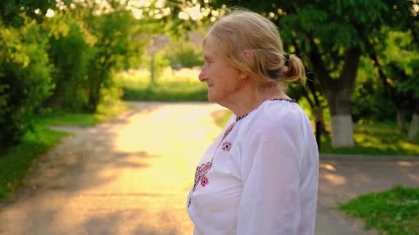 Nonna Nipote Ucraina Vyshyvanka Concentrazione Selettiva Ragazzo — Video Stock