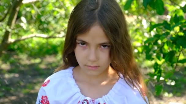 Auf Den Kinderhänden Ist Die Ukrainische Flagge Gezeichnet Selektiver Fokus — Stockvideo