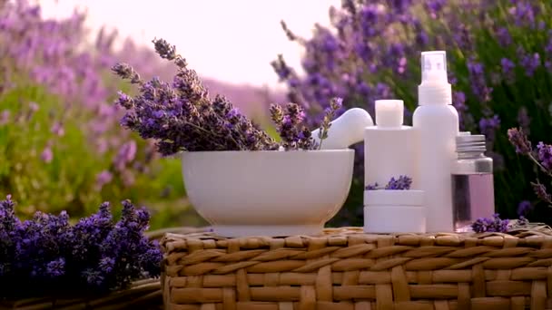 Lavender Cosmetics Field Flowers Selective Focus Nature — Vídeo de Stock