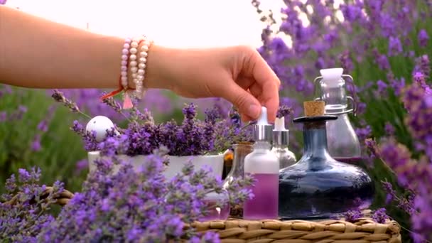 Lavender Cosmetics Field Flowers Selective Focus Nature — Vídeo de Stock