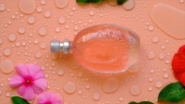 Tło Perfumami Wody Krople Kwiaty Wybiórcze Skupienie Uzdrowisko — Wideo stockowe