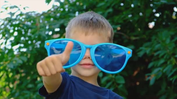 Children Big Glasses Look World Happiness Selective Focus Kid — Wideo stockowe