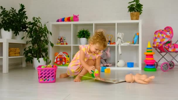 Child Sits Potty Selective Focus Kid — Vídeo de stock