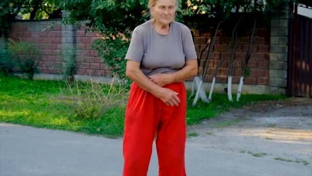 Grandmother Has Stomach Ache Road Selective Focus People — Wideo stockowe