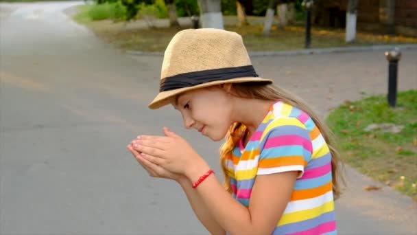 Child Playing Frog Selective Focus Kid — Stok video