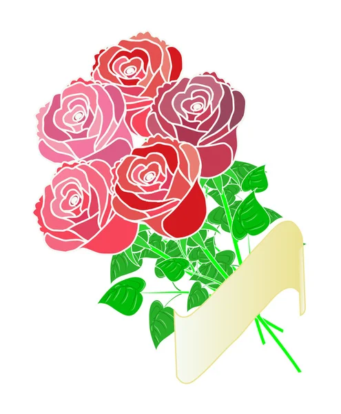 Cartoon bouquet of roses Vector Art Stock Images | Depositphotos