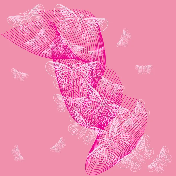 Бабочка на розовом — стоковый вектор