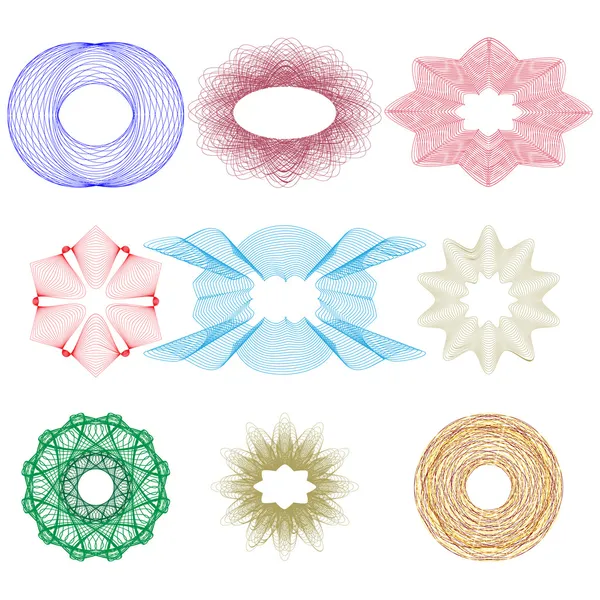 Guillochlu öğeleri ve geometrik desenler