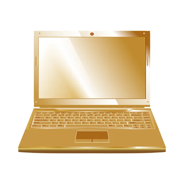 Computer portatile dorato — Vettoriale Stock