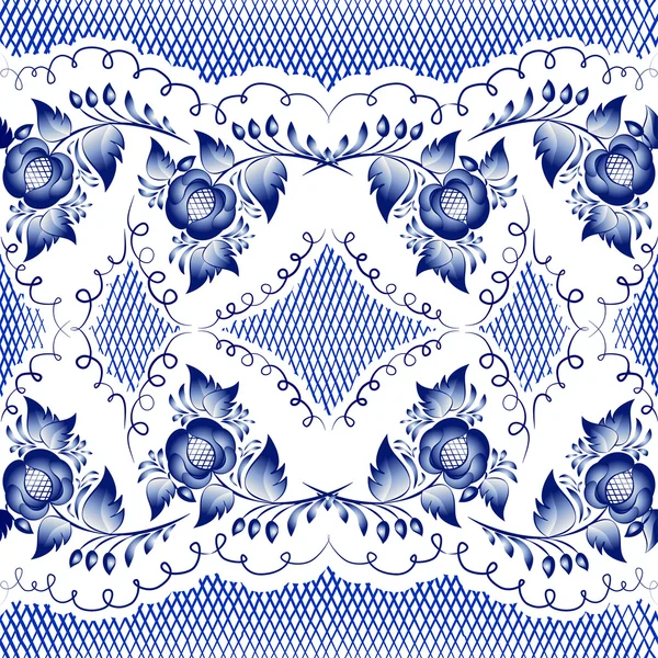 Blauwe gzhel — Stockvector