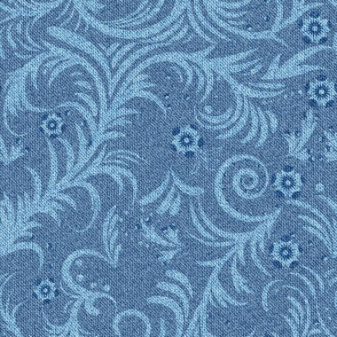 denim çiçek desenli