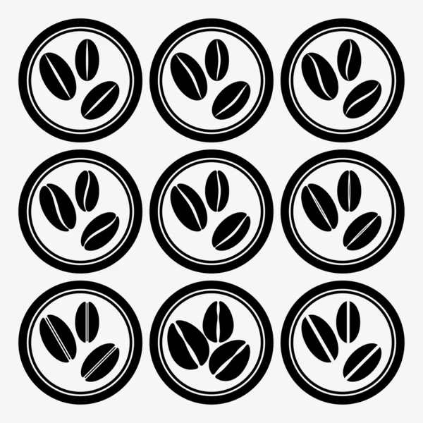 Set of round icons with coffee beans. — Stock Vector