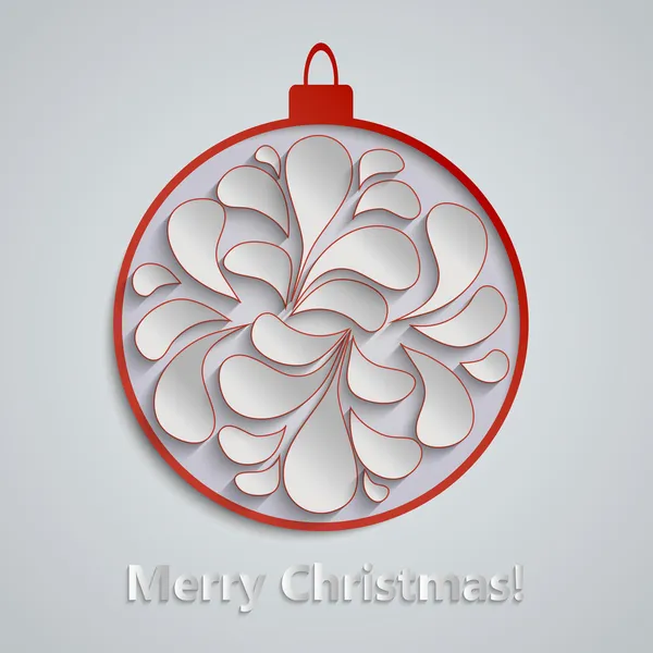 Fond de Noël léger avec boule de chevrons en papier rouge . — Image vectorielle