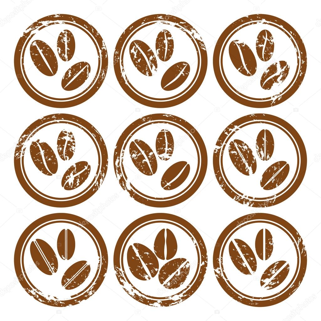 Set of vintage icons with coffee beans.