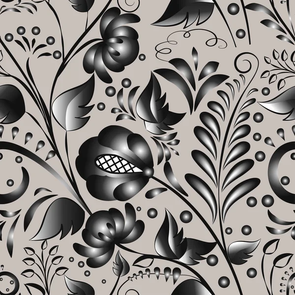 Seamless gray floral pattern — Stock Vector