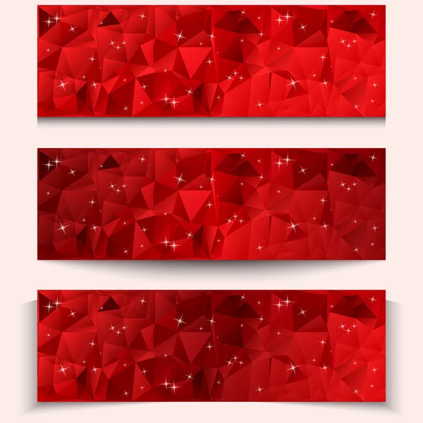 Set of red abstract geometric polygonal banners — Stock Vector