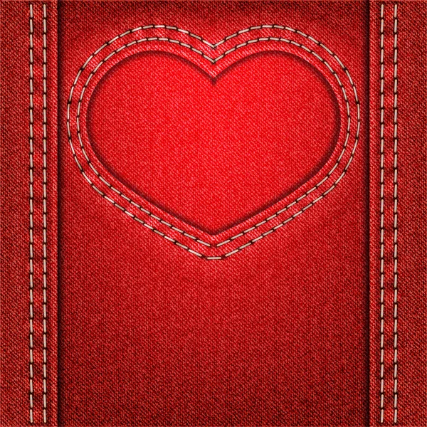 Cuore rosso denim — Vettoriale Stock