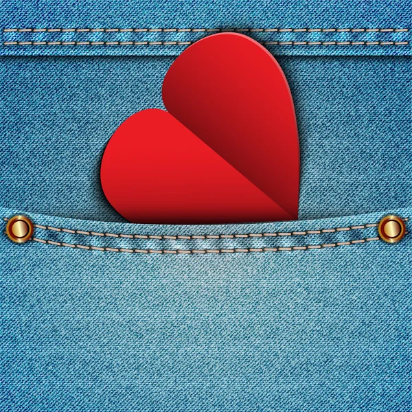 Τσέπη τζιν με ένα συνημμένο καρδιά. — Διανυσματικό Αρχείο